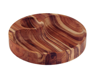 Plato Aperitivo Barbacoa Tramontina Fondo Lateral Madera Teca FSC Acabado Aceite Mineral 31,5x31,5 cm