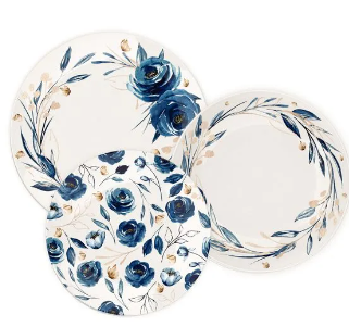 Juego 18 Platos Tramontina Línea Ana Flor Porcelana