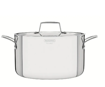 Cacerola Tramontina Grano honda de acero inoxidable cuerpo triple con tapa y asas 24 cm 5,8 L