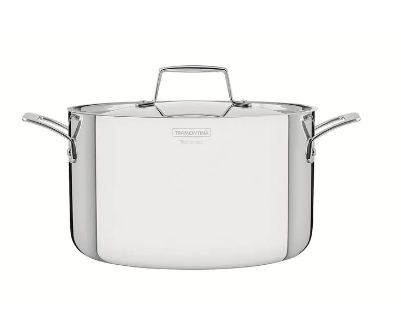 Cacerola Tramontina Grano honda de acero inoxidable cuerpo triple con tapa y asas 20 cm 3,8 L