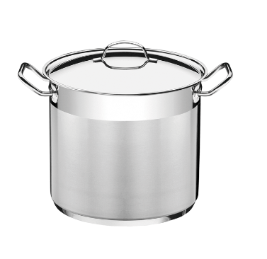 Olla alta Tramontina Professional de acero inoxidable fondo triple con tapa y asas 28 cm 15,7 L