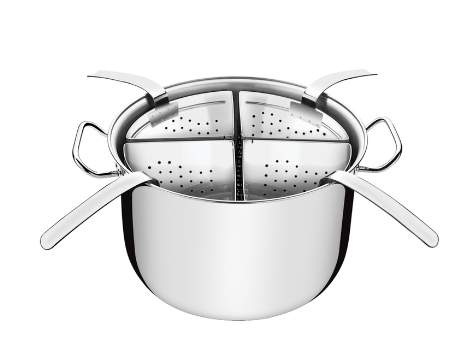 Cozi-pasta Tramontina Profesional de Acero Inoxidable con 4 divisorias 30 cm 13,5 l