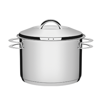 Olla alta Tramontina Solar de acero inoxidable fondo triple con tapa y asas 24 cm 7,8 L