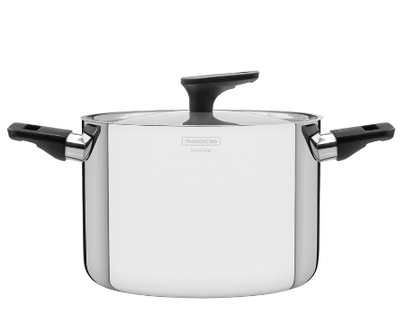Olla alta Grano Baquelite de acero inoxidable con cuerpo triple, tapa y asas de baquelita de 24 cm y 7,7l Tramontina
