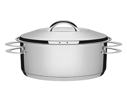 Cacerola Tramontina Solar rasa de acero inoxidable fondo triple con tapa y asas 28 cm 7,1 L