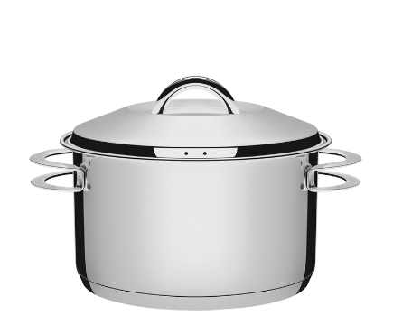 Cacerola Tramontina Solar honda de acero inoxidable fondo triple con tapa y asas 28 cm 8,4 L