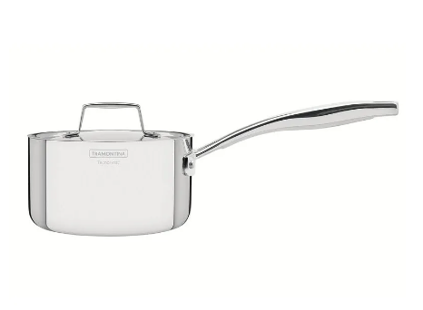 Olla Tramontina Grano de acero inoxidable cuerpo triple con tapa y mango 18 cm 2,2 L