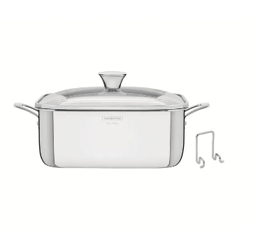 Cacerola Tramontina Grano cuadrada de acero inoxidable cuerpo triple con asas y tapa de vidrio 7,3 L