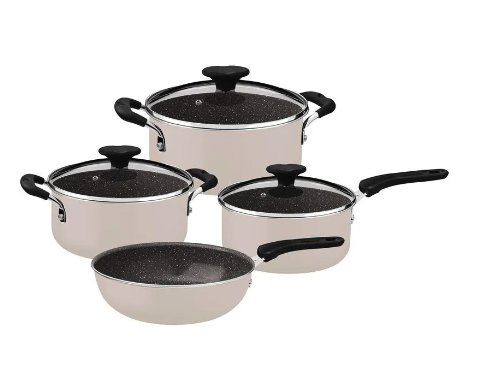 Batería de Cocina Tramontina Tunis en Aluminio con Revestimiento Interno Cerámico y Externo Siliconado Rosa 4 Piezas