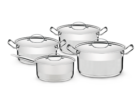 Batería de Cocina en Acero 4 Piezas Tramontina Professional.