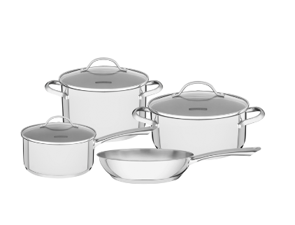 Batería de Cocina en Acero Triple Fondo 4 Pza Tramontina Una
