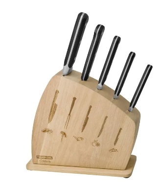 Juego de Cuchillos Tramontina Century con Láminas en Acero Inoxidable y Mangos en Policarbonato y Fibra de Vidrio con Soporte en Madera 6 Piezas
