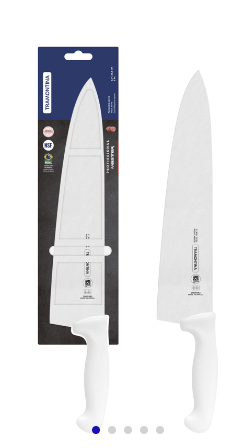 Cuchillo para Carne 12" Tramontina Profesional con Lámina en Acero Inoxidable y Mango en Polipropileno Blanco