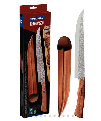 Cuchillo de Carnicero Tramontina Nômade con Lámina de Acero Inoxidable y Mango de Madera con Vaina de Cuero 10"