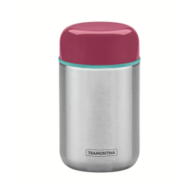 Contenedor térmico de acero inoxidable con tapa rosa de 400 ml Tramontina