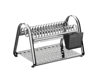 Escurridor de platos Tramontina Plurale de acero inoxidable con porta cubiertos negro