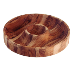 Plato Merienda Barbacoa Tramontina Fondo Central de Madera de Teca FSC Acabado en Aceite Mineral 31,5x31,5 cm