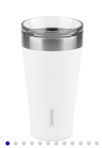 Vaso Térmico Tramontina Exata en Acero Inoxidable Blanco con Tapa 550 ml