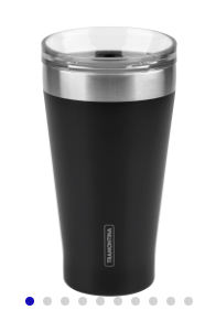 Vaso Térmico Tramontina Exata en Acero Inoxidable Negro con Tapa 550 ml