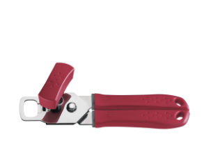 Abridor de Latas Tramontina Utilitá en Acero Inoxidable con Mango de Polipropileno Rojo