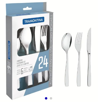 Juego de cubiertos de 24 piezas Tramontina Cosmos de acero inoxidable con cuchillos para asado
