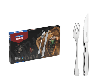Juego de cubiertos para asado Tramontina Zurique de 12 piezas de acero inoxidable cuchillos jumbo filo dentado y terminación en alto brillo