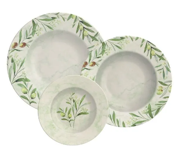 Juego 12 Platos Tramontina Línea Oliva Porcelana