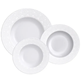 Juego 18 Platos Tramontina Línea Alicia Porcelana