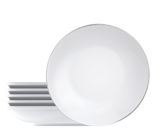 Juego 6 Platos Hondo Tramontina Línea Atena Porcelana 22 cm