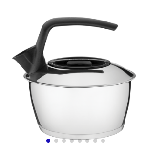 Tetera Tramontina de acero inoxidable con fondo triple mango negro 1,5 L