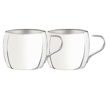Juego de tazas Tramontina para té y cappuccino de acero inoxidable terminación brillante 2 piezas