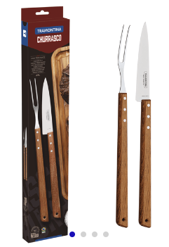 Juego Trinchante Tramontina de Acero Inoxidable y Madera 2 Piezas