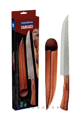 Cuchillo de Carnicero Tramontina Nômade con Lámina de Acero Inoxidable y Mango de Madera con Vaina de Cuero 10"