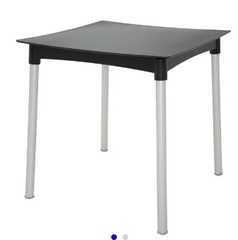 Mesa Tramontina Diana en Polipropileno Negro con Patas de Aluminio Anodizado