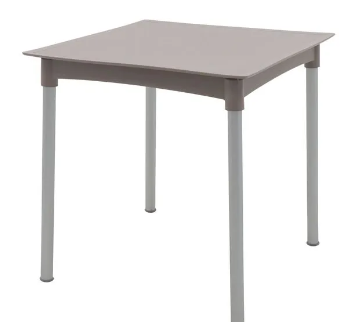 Mesa Tramontina Laura Rattan en Polipropileno Taupe con Patas de Aluminio Anodizado