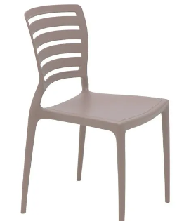 Silla Tramontina Sofia en Polipropileno y Fibra de Vidrio Taupe con Respaldo Horizontal